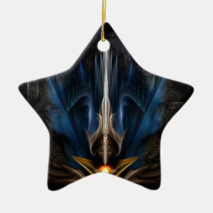 Ornamento De Cerâmica Espada de Arte Fractal Leve