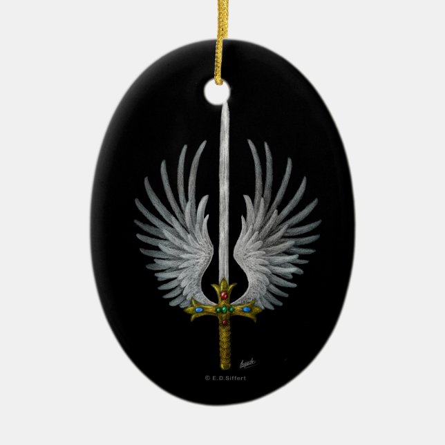 Ornamento De Cerâmica Espada voada (Frente)