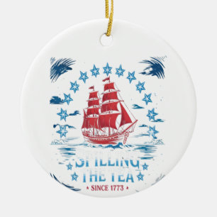 Ornamento De Cerâmica Espalhar O Chá Desde 1773 Vermelho Branco Azul Fun