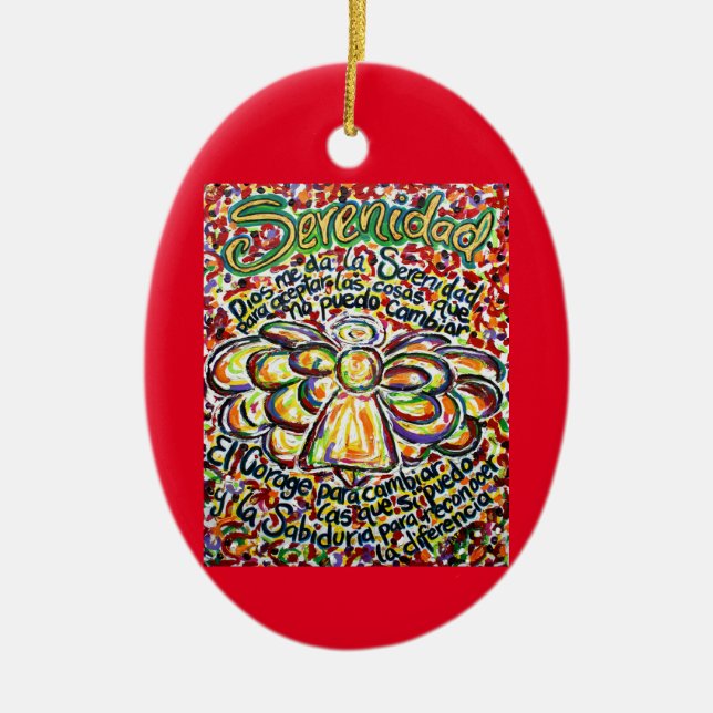 Ornamento De Cerâmica Espanhol Serenity Prayer Angel Ornament Pendente (Frente)