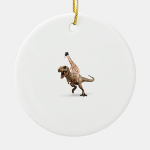 Ornamento De Cerâmica Espantosa Girafa Top Hat T-Rex - Mens_Womens