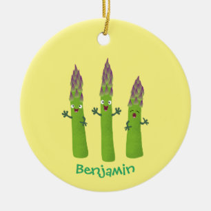 Ornamento De Cerâmica Espargos bonitos cantando caricaturas de trio vege