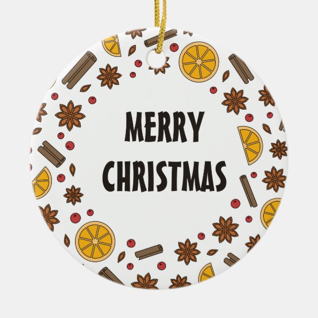 Ornamento De Cerâmica Especiarias de Natal Merry Anise comida (Frente)