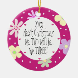 Ornamento De Cerâmica Esperando nosso bebê de 1rua e é um Natal-Garota