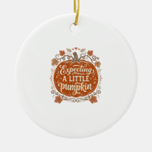 Ornamento De Cerâmica Esperando Uma Pequena Camisa de Gravidez de Abóbor
