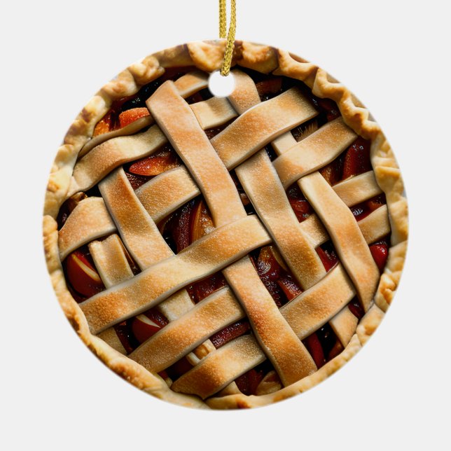 Ornamento De Cerâmica Espero que o seu Natal seja Peachy (Frente)