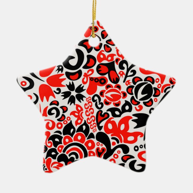 Ornamento De Cerâmica Espetáculo floral de arte popular ucraniana (Frente)