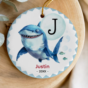Ornamento De Cerâmica Espeto de natal de tubarão branco presente persona