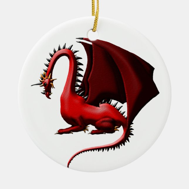Ornamento De Cerâmica Espinho, o dragão vermelho (Frente)
