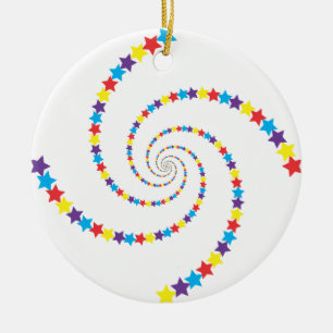 Ornamento De Cerâmica Espiral de estrelas com alegria