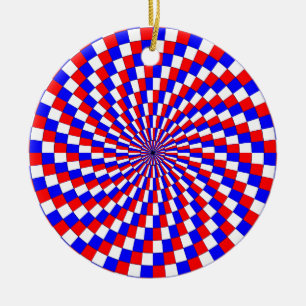 Ornamento De Cerâmica Espiral Vermelho Azul por Kenneth Yoncich