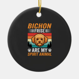 Ornamento De Cerâmica Espírito Animal Bichon Frise Cão Retro