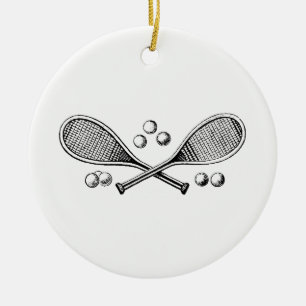 Ornamento De Cerâmica Esportes Vintage Raquetes de Tênis Cruzadas Bolas 