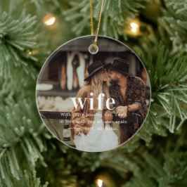 Ornamento De Cerâmica Esposa | Presente de Foto Sentimental de Natal