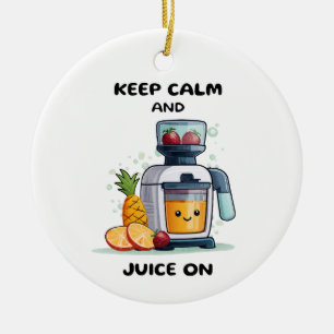Ornamento De Cerâmica Espremedor de Frutas Mantenha a Calma e Juce Saúde