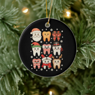 Ornamento De Cerâmica Esquadrão de Dentes de Natal Dental Equipe Dentist