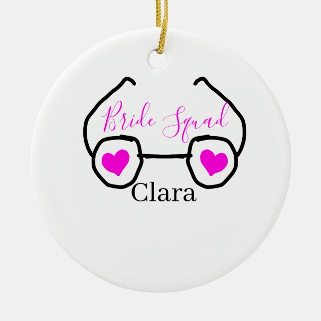 Ornamento De Cerâmica Esquadrão-preto-rosa-esquadrão-preto (Frente)