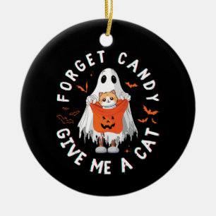 Ornamento De Cerâmica Esqueça Doce Me Dê Gato Divertido Boo Fantasma Hal