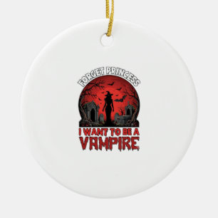 Ornamento De Cerâmica Esqueça Princesa Quer Ser Vampiro Halloween_1