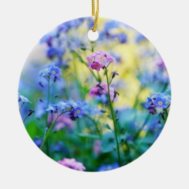 Ornamento De Cerâmica Esqueçam-me-não-flores (Frente)