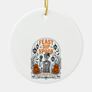 Ornamento De Cerâmica Esqueleto da Festa de Abóbora Halloween Brinde Esp