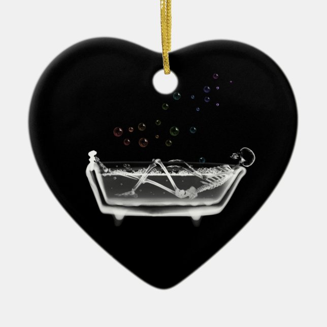 Ornamento De Cerâmica Esqueleto do raio X da banheira - bolhas do (Frente)