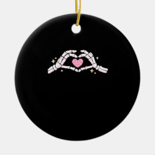 Ornamento De Cerâmica Esqueleto Mãos Coração Engraçado