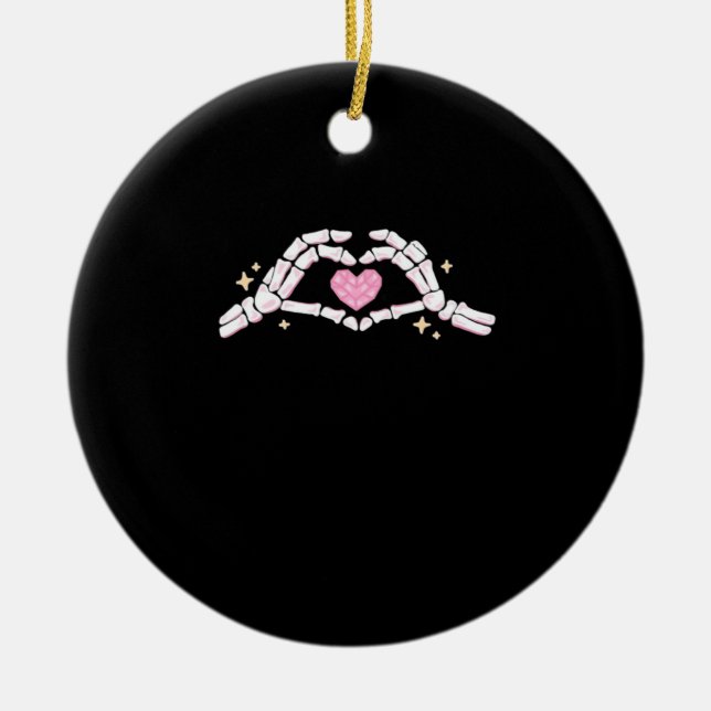 Ornamento De Cerâmica Esqueleto Mãos Coração Engraçado (Frente)