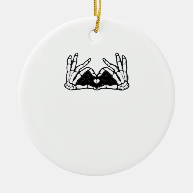 Ornamento De Cerâmica Esqueleto Mãos O Coração (Frente)