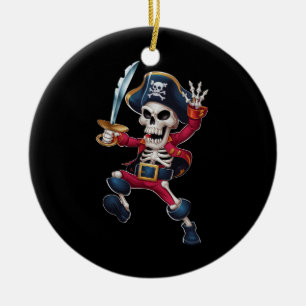 Ornamento De Cerâmica Esqueleto Pirata Dabbing Halloween Kids Jolly Roge