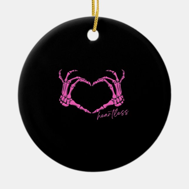 Ornamento De Cerâmica Esqueleto Sem Coração Mãos Clássicas (Frente)