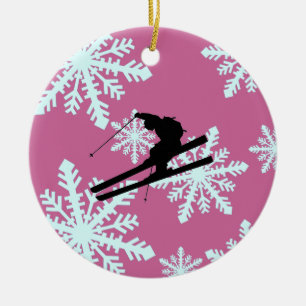 Ornamento De Cerâmica esqui dos flocos de neve