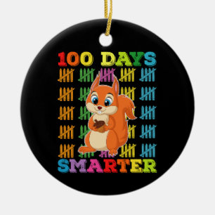 Ornamento De Cerâmica Esquilo 100 Dias Mais Inteligente 100º Dia de Esco