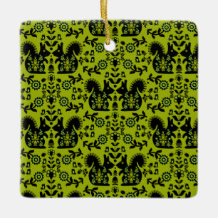 Ornamento De Cerâmica Esquilo Arte Foliar Nórdica Escandinava