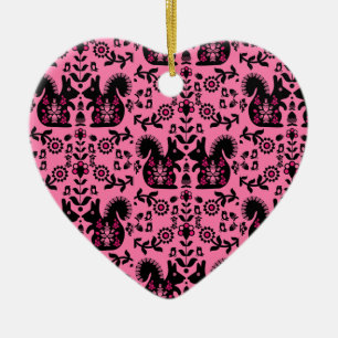 Ornamento De Cerâmica Esquilo Arte Foliar Nórdica Escandinava