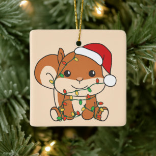 Ornamento De Cerâmica Esquilo de Natal para Animais de inverno