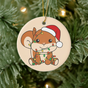 Ornamento De Cerâmica Esquilo de Natal para Animais de inverno