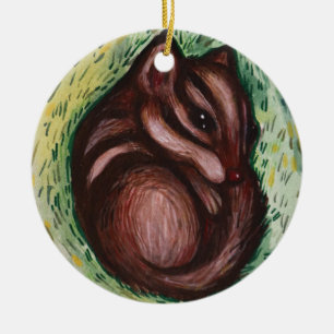 Ornamento De Cerâmica Esquilo-listrado na Primavera