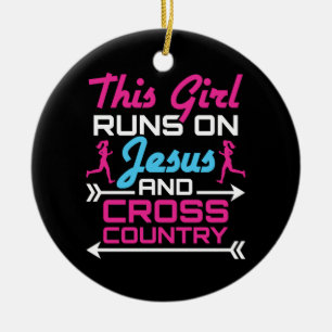 Ornamento De Cerâmica Essa garota corre em Jesus e cruz o campo