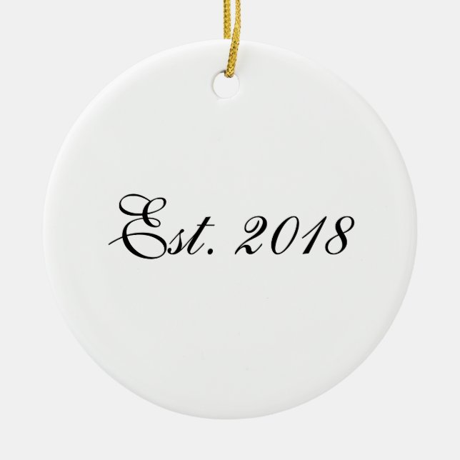 Ornamento De Cerâmica Est. Year Personalized Couple Design (Frente)