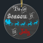 Ornamento De Cerâmica Esta é a estação para ser Jolly Chalkboard Ornamen<br><div class="desc">Esta é a estação para ser Jolly Chalkboard Ornament. Segure na Árvore de Natal ou dê como presente. As imagens utilizadas neste item estão oficialmente licenciadas / © Graphics Factory.com</div>