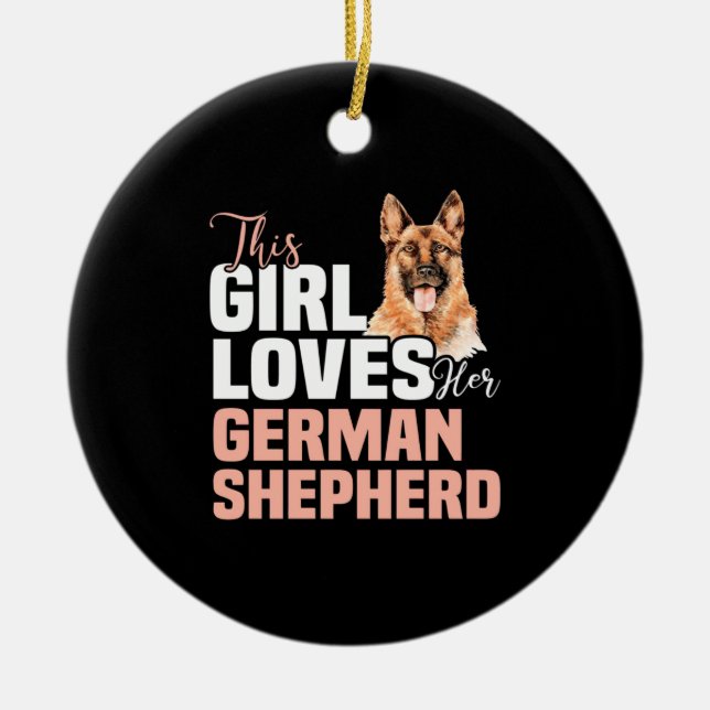 Ornamento De Cerâmica Esta Menina Ama O German shepherd (Frente)