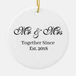Ornamento De Cerâmica Established Year Personalized Couple Design