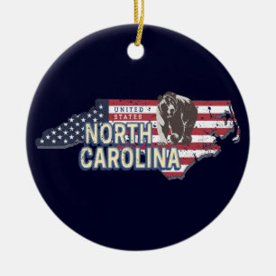 Ornamento De Cerâmica Estado da Carolina do Norte Estados Unidos Mapa US