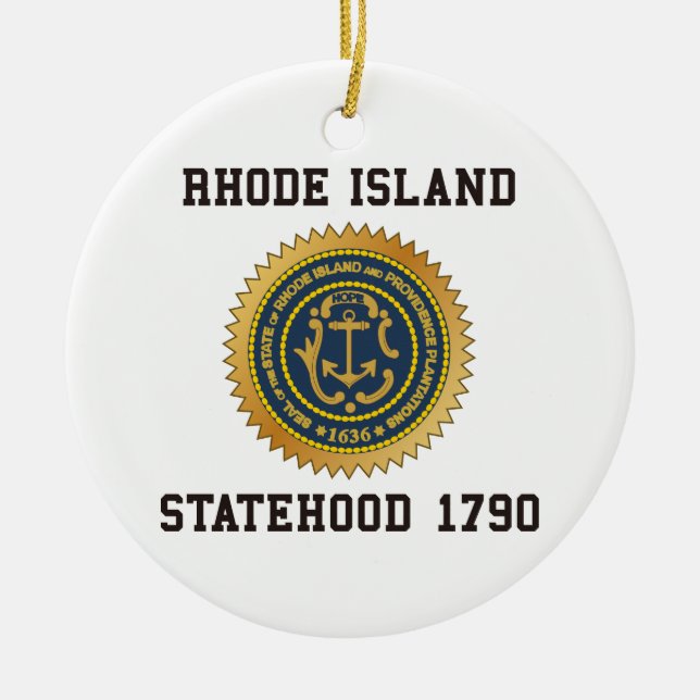 Ornamento De Cerâmica Estado de Rhode Island (Frente)