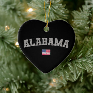 Ornamento De Cerâmica Estado do Alabama, EUA, Flag Vintage, foi perturba