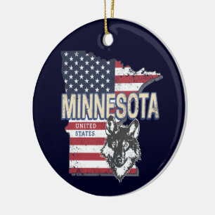 Ornamento De Cerâmica Estado do Minnesota Estados Unidos Mapa Vintage EU
