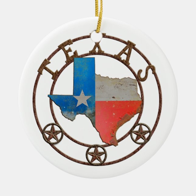 Ornamento De Cerâmica Estado do Texas Wdry Iron (Frente)