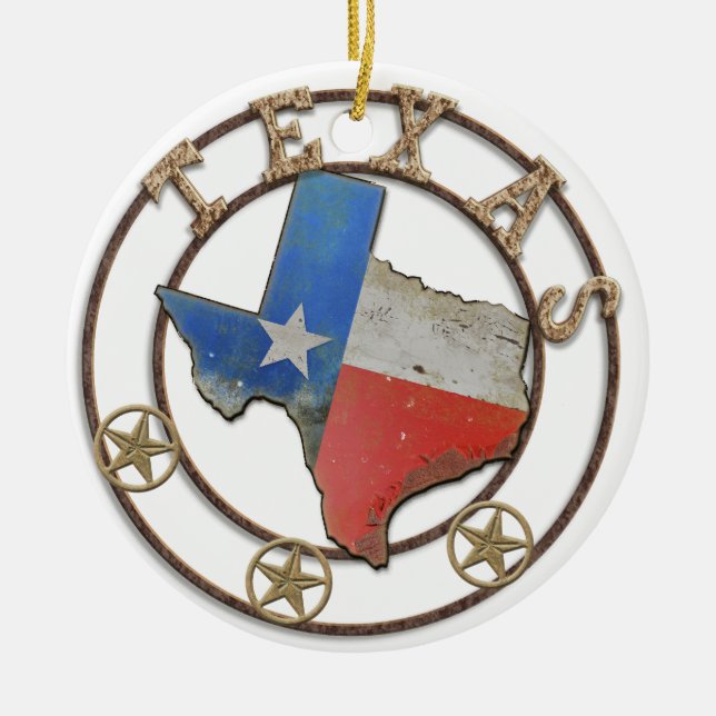 Ornamento De Cerâmica Estado do Texas Wdry Iron (Frente)