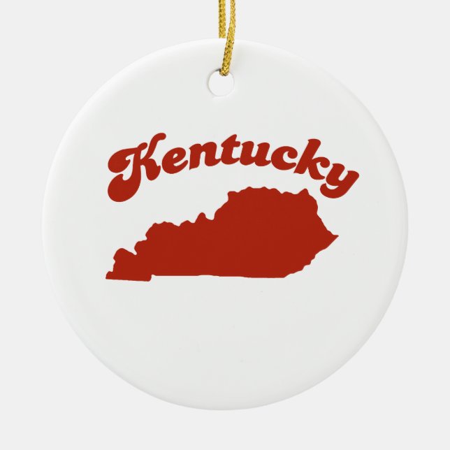Ornamento De Cerâmica Estado do vermelho de KENTUCKY (Frente)